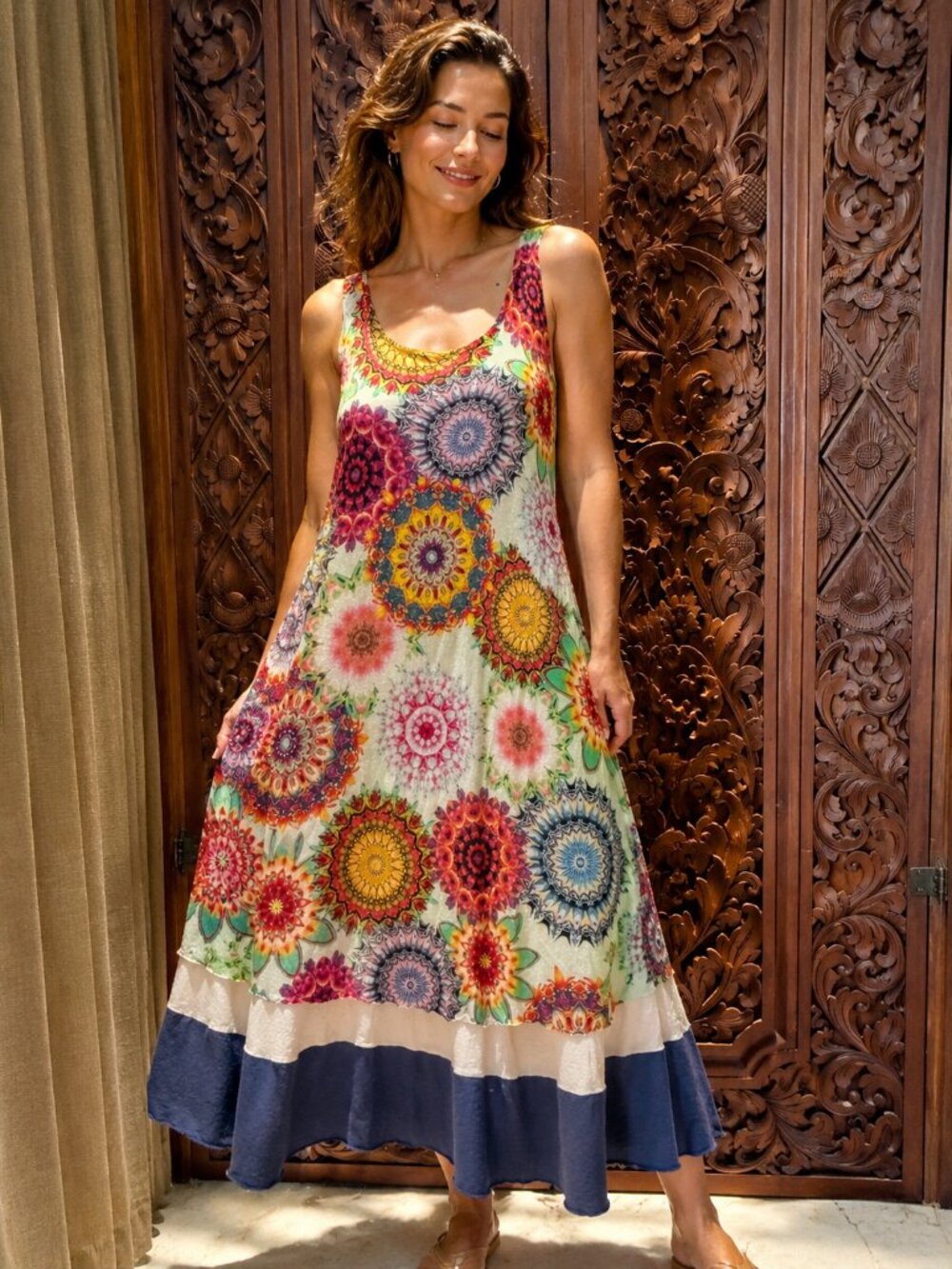 Vivienne Tam Mandala Art Dress • Boho Luxe Sleeveless Midi • Size L